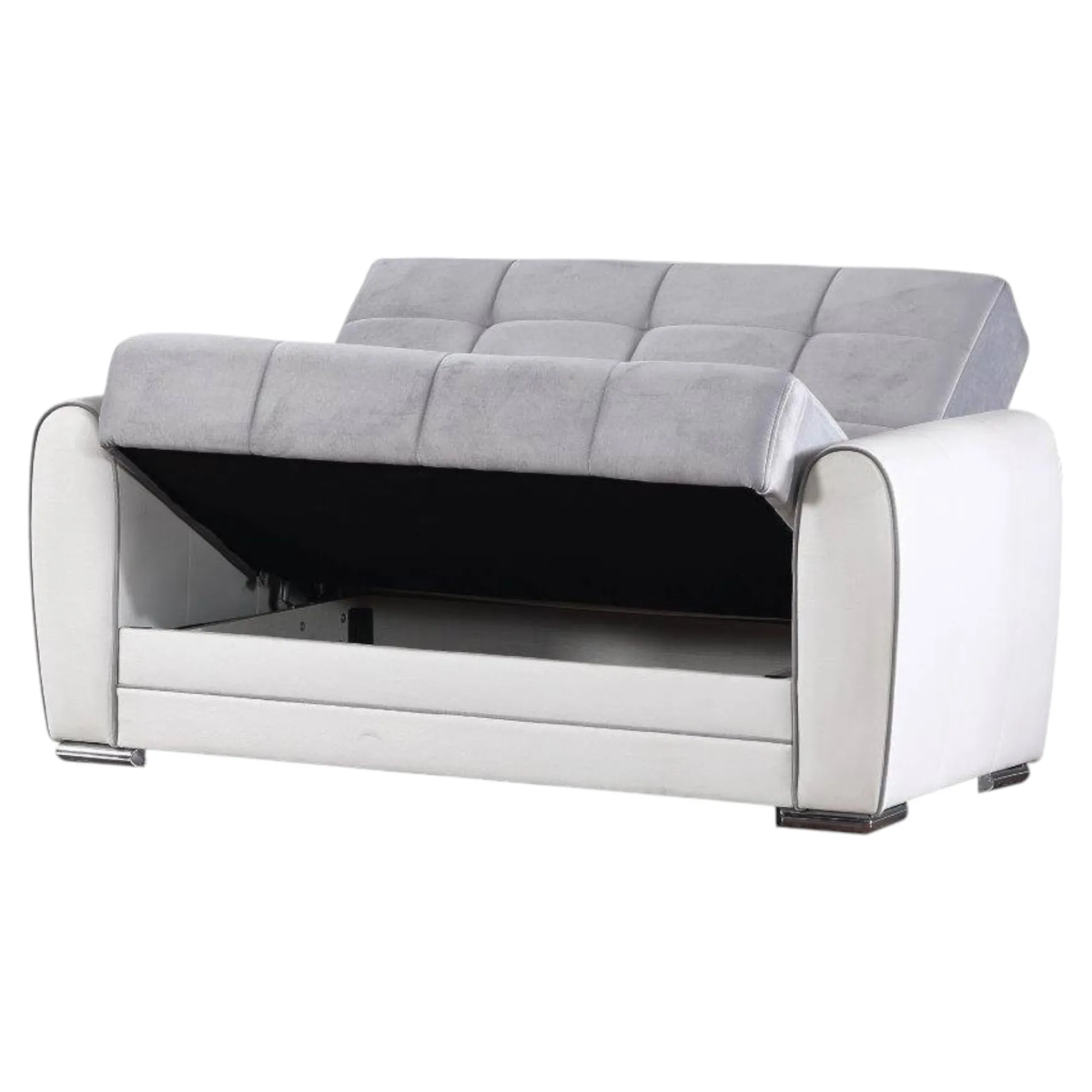 Divano letto con penisola Aloe, 163x84h91 cm, Bianco e Grigio<Dmora Clearance