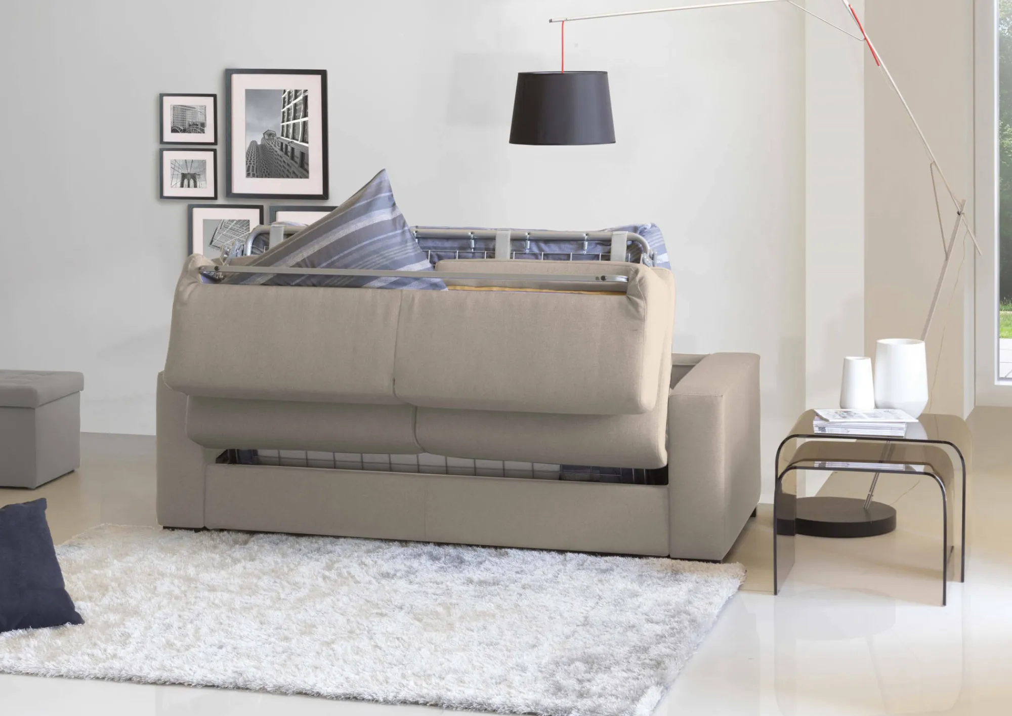 Divano letto con penisola Albenga, Cm 260x95h90,<Dmora Online