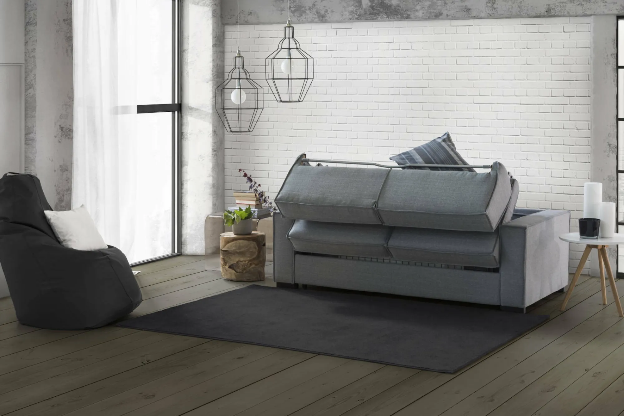 Divano letto con penisola Daalber, Cm 280x95h90,<Dmora Online