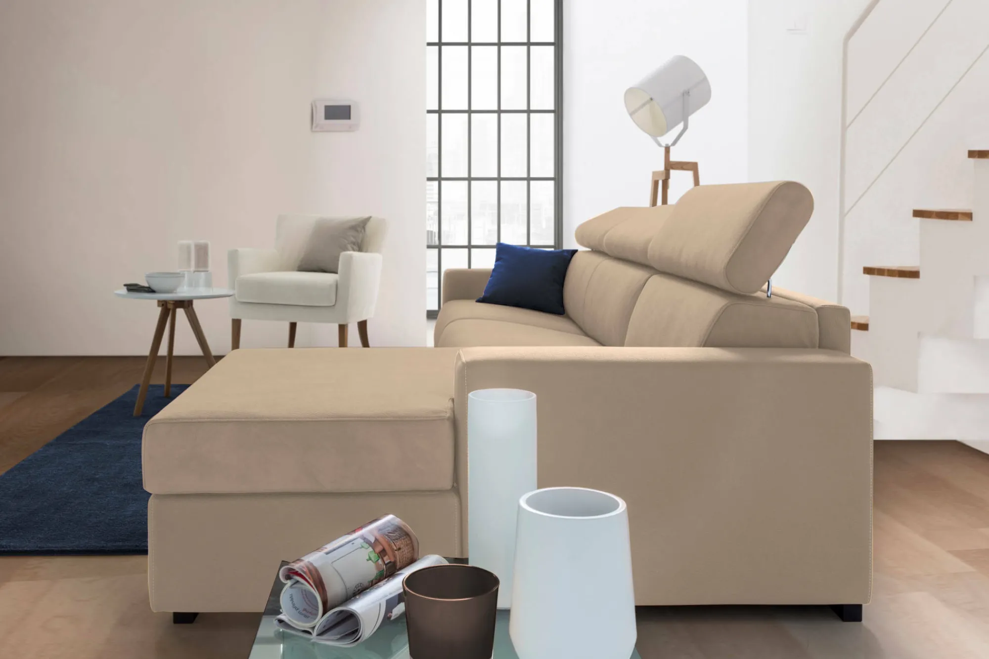 Divano letto con penisola Allevatore, Cm 280x95h85,<Dmora Hot