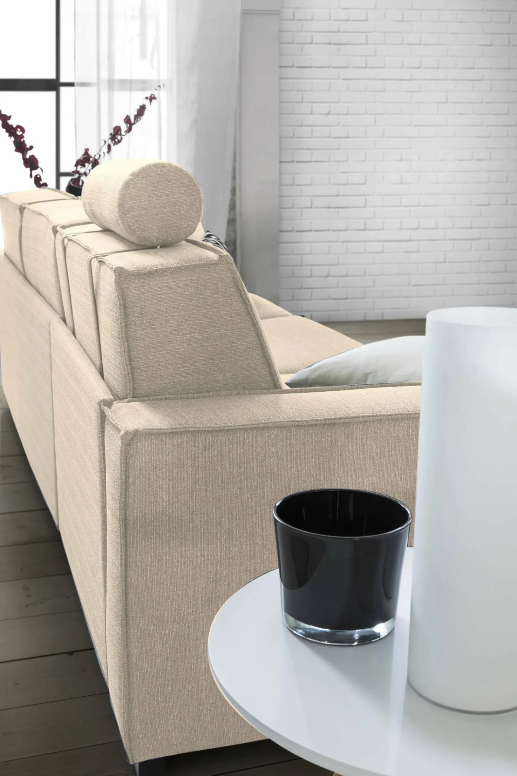 Divano letto con penisola Allaida, Cm 280x95h90,<Dmora Discount