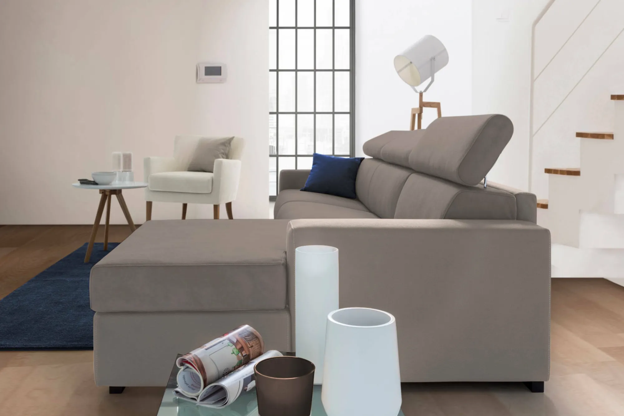 Divano letto con penisola Alibella, Cm 260x95h85,<Dmora Cheap