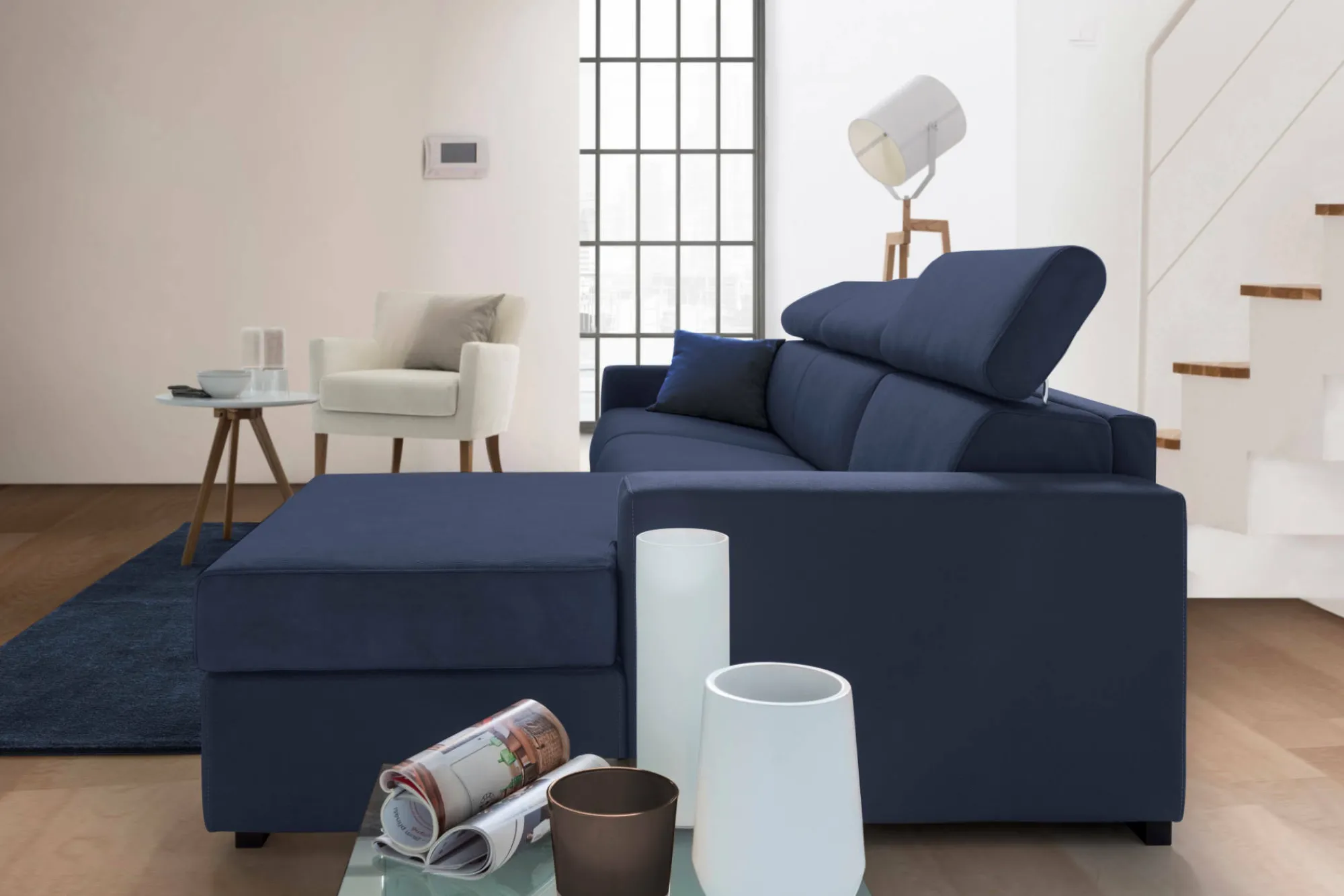 Divano letto con penisola Alibella, Cm 260x95h85,<Dmora New