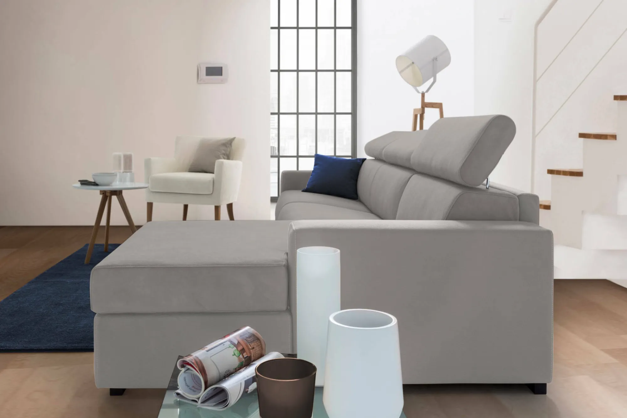 Divano letto con penisola Alibella, Cm 260x95h85,<Dmora Hot
