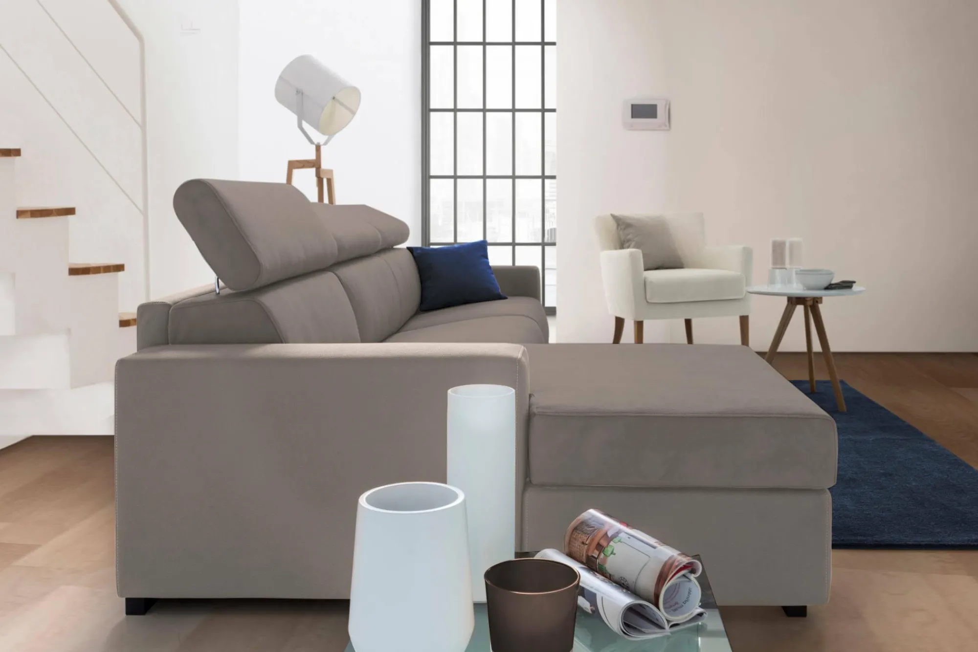 Divano letto con penisola Alibabah, Cm 280x95h85,<Dmora Outlet
