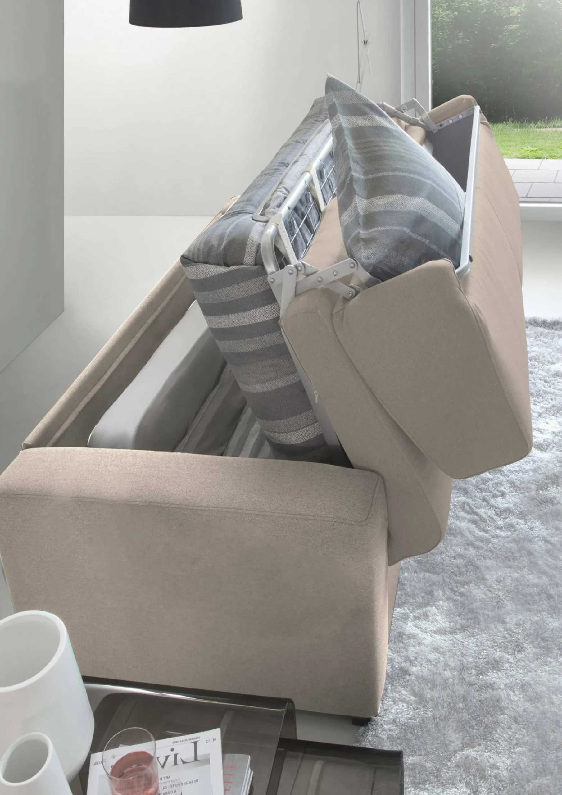 Divano letto con penisola Albenga, Cm 260x95h90,<Dmora Online