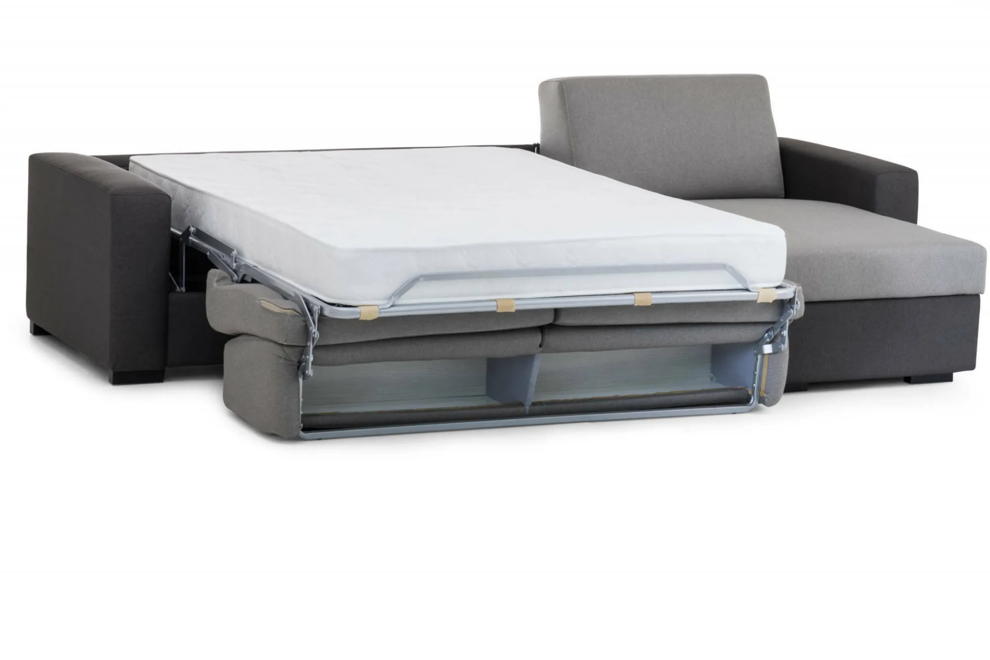 Divano letto con penisola Aika, Cm 280x95h90, Grigio e Antracite<Dmora Best