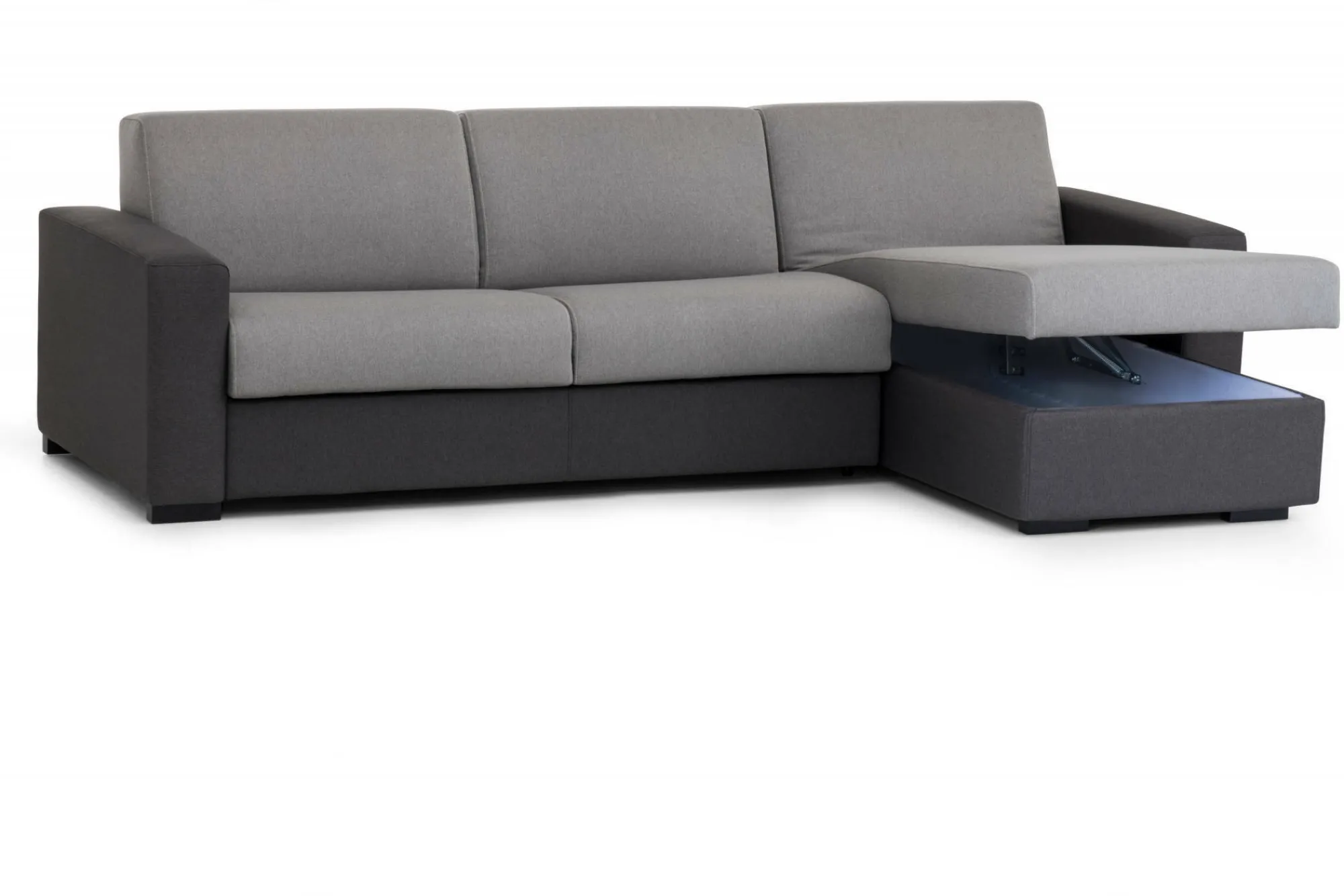 Divano letto con penisola Aika, Cm 280x95h90, Grigio e Antracite<Dmora Best