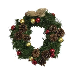 Ghirlanda da Natale Zogno, 35x35 h3 cm, Verde e Rosso<Dmora Sale