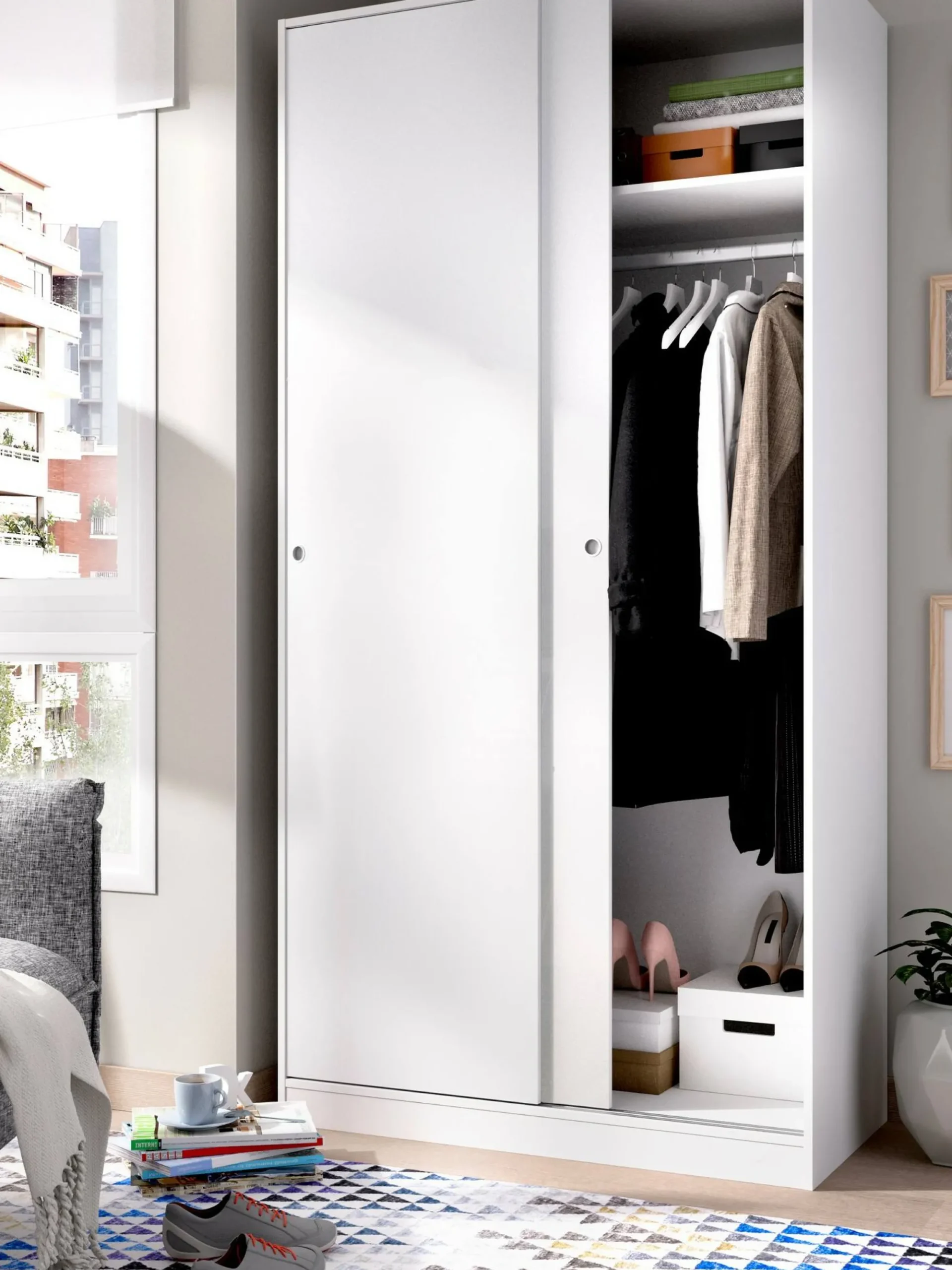 Guardaroba 2 ante Abigale, 100x50h204 cm,<Dmora Cheap