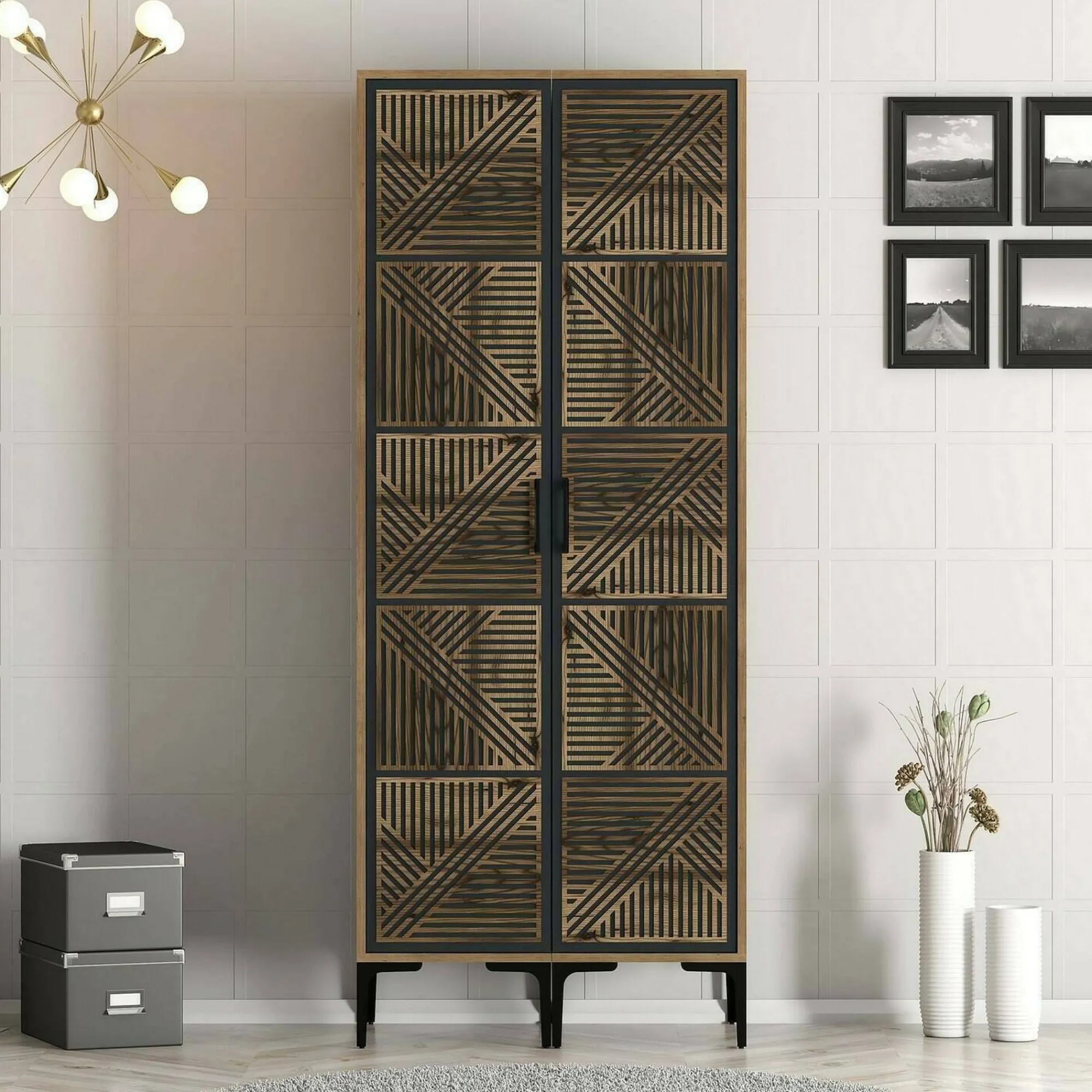 Guardaroba 2 ante Acate, 80x201h48 cm, Noce e Antracite<Dmora Flash Sale
