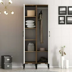 Guardaroba 2 ante Acate, 80x201h48 cm, Noce e Bianco<Dmora Flash Sale