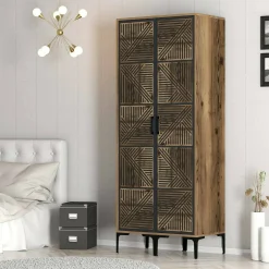 Guardaroba 2 ante Acate, 80x201h48 cm, Noce e Antracite<Dmora Flash Sale