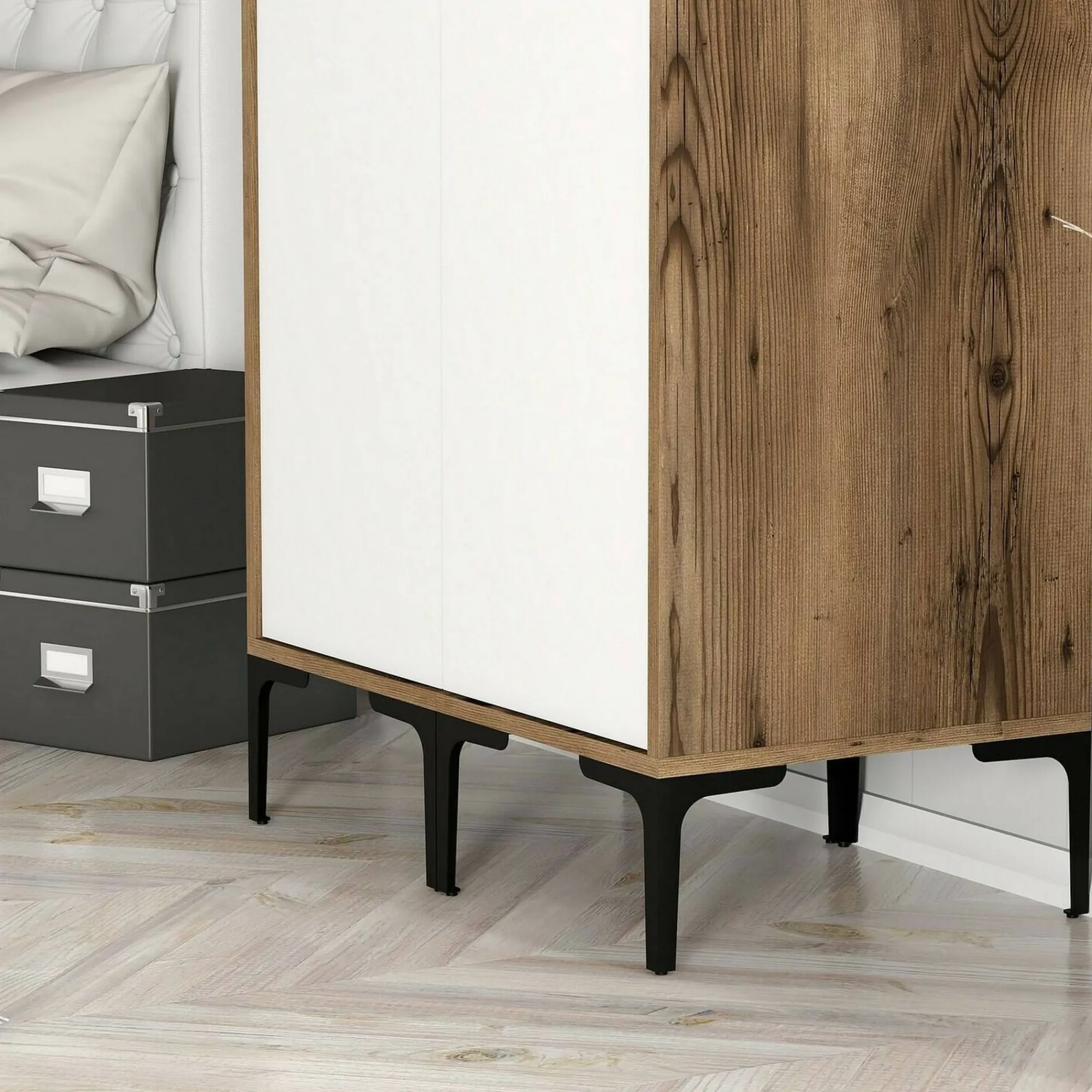 Guardaroba 2 ante Acate, 80x201h48 cm, Noce e Bianco<Dmora Flash Sale