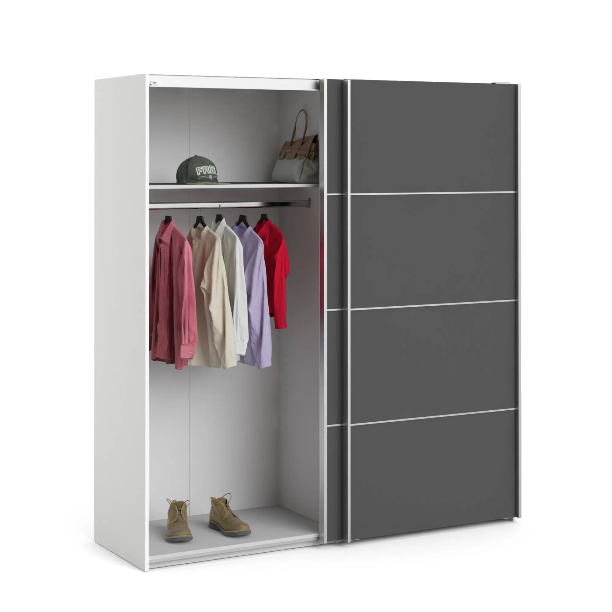 Guardaroba 2 ante Accadia, 182x64 h202 cm, Bianco<Dmora Outlet