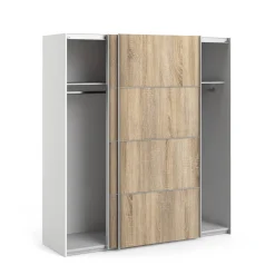 Guardaroba 2 ante Accadia, 182x64 h202 cm, Bianco e Quercia<Dmora Sale