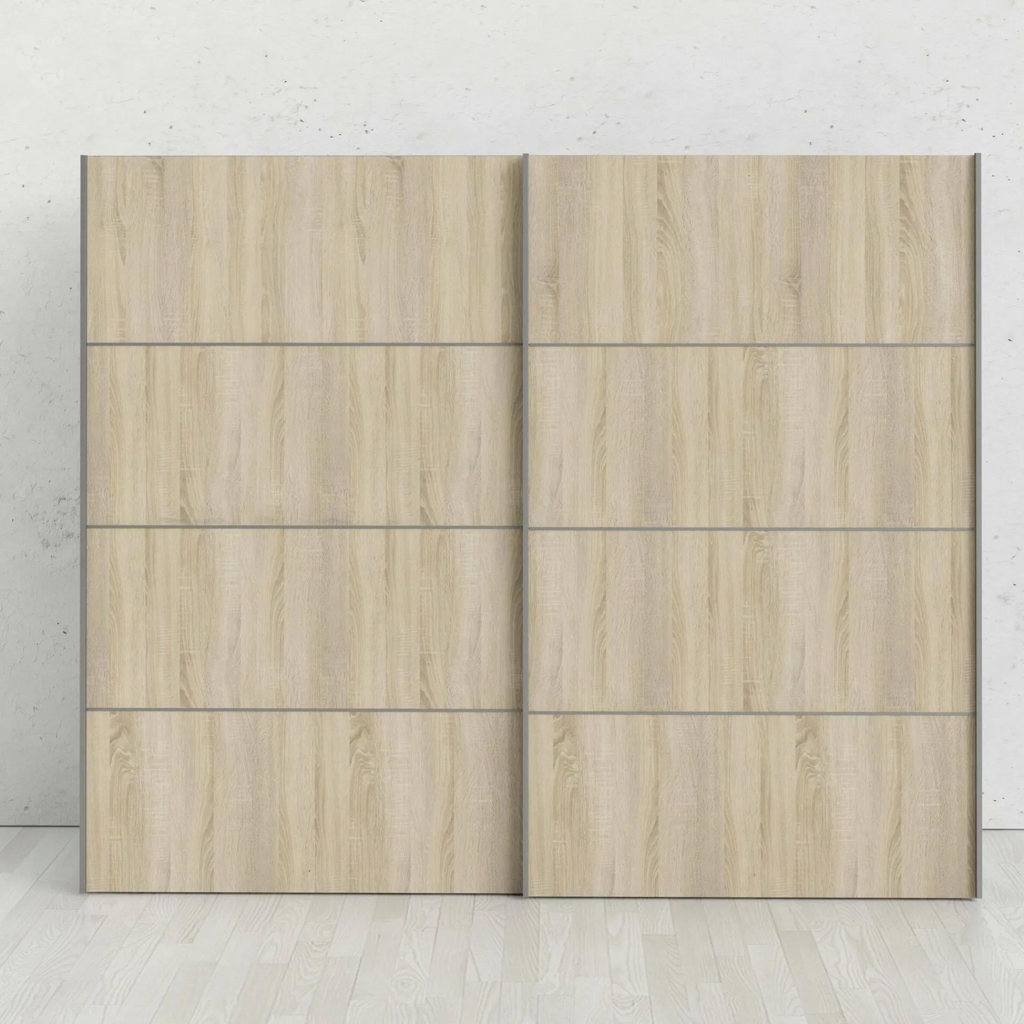 Guardaroba 2 ante Acerno, 243x64 h202 cm, Bianco e Quercia<Dmora Cheap