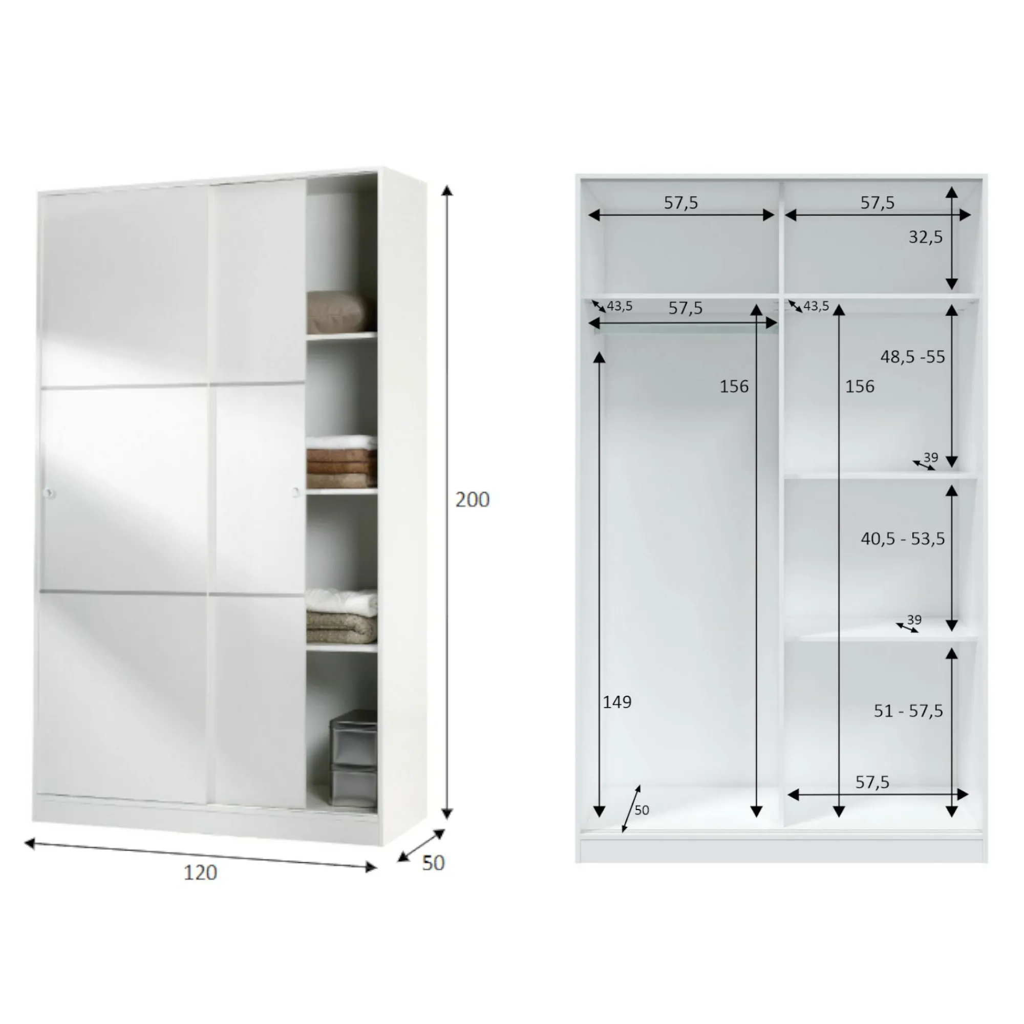 Guardaroba 2 ante Adrenalin, 120x50h200 cm,<Dmora Discount