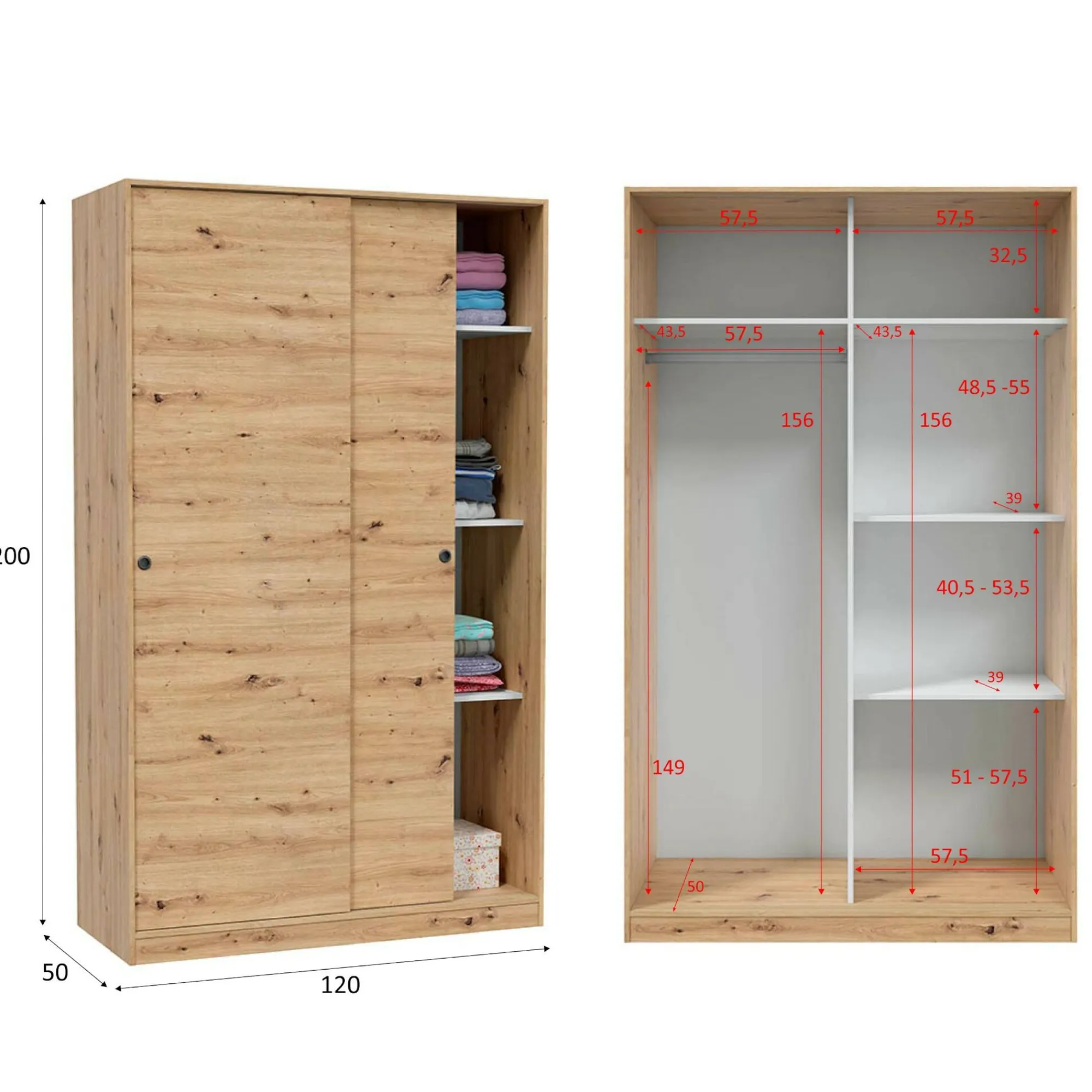 Guardaroba 2 ante Adrenalin, 120x50h200 cm,<Dmora Store