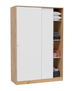 Guardaroba 2 ante Adrenalin, 120x50h200 cm, Bianco e Rovere Nodi<Dmora Clearance