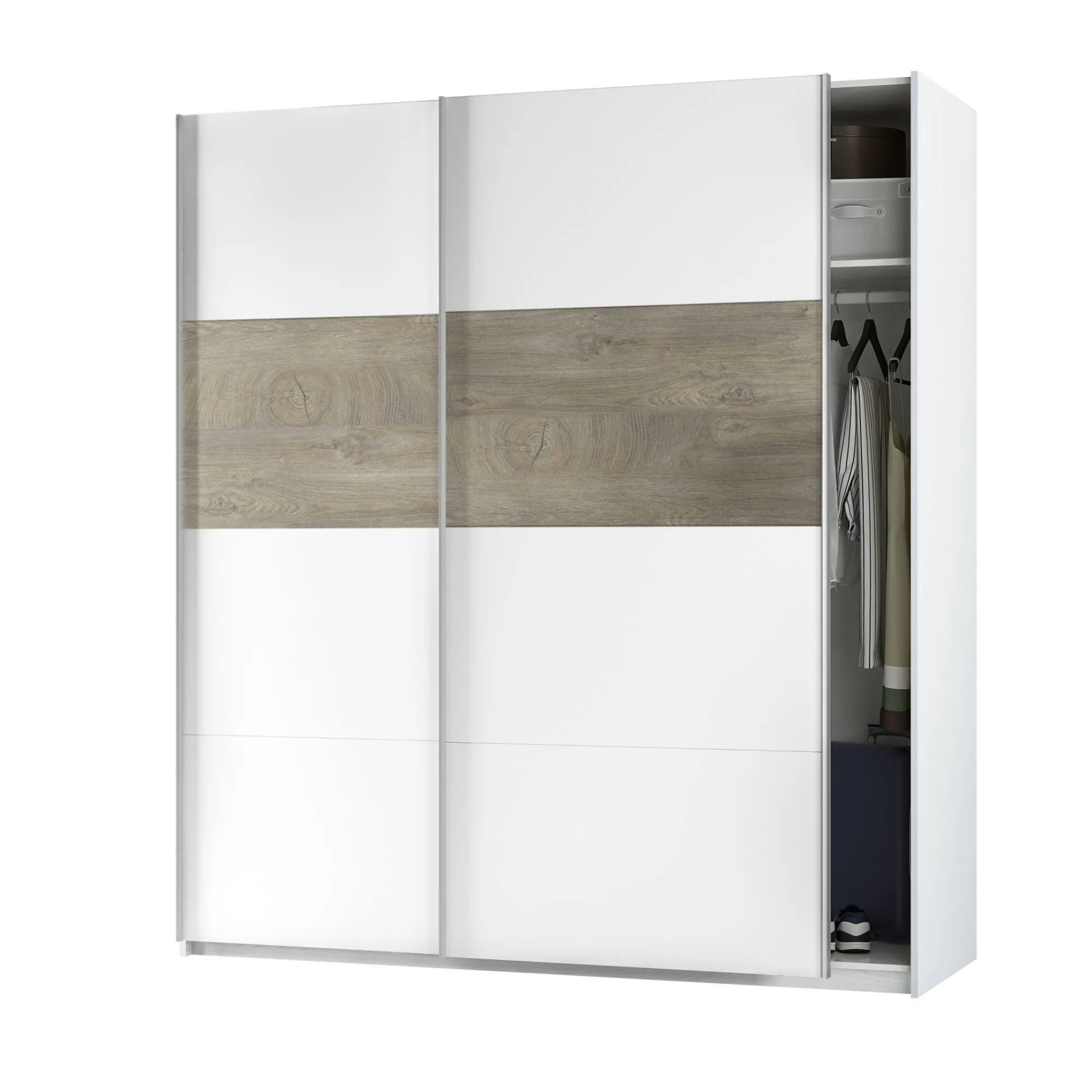 Guardaroba 2 ante Ainu, 180X60h200 cm, Bianco e Rovere<Dmora Best Sale