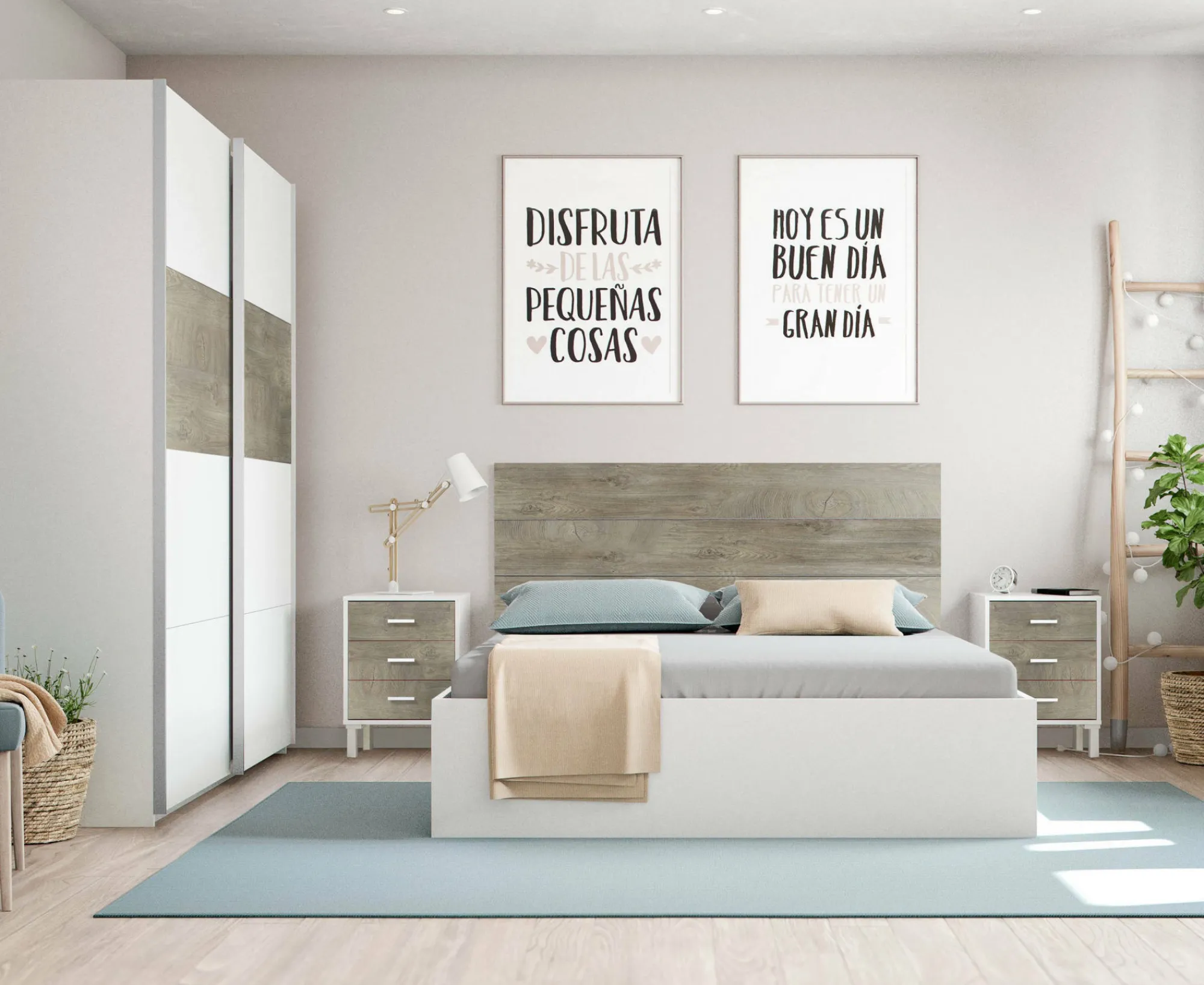 Guardaroba 2 ante Ainu, 180X60h200 cm, Bianco e Rovere<Dmora Best Sale