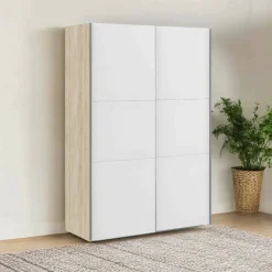 Guardaroba 2 ante Almese, 68x147 h220 cm, Quercia e Bianco<Dmora Online