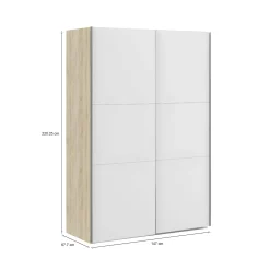 Guardaroba 2 ante Almese, 68x147 h220 cm, Quercia e Bianco<Dmora Online