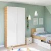Guardaroba 2 ante Alpine, 90x52h200 cm, Rovere nodi e Bianco<Dmora Online
