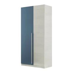 Guardaroba 2 ante Alpine, 90x52h200 cm, Bianco e Blu<Dmora Sale