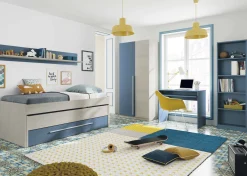 Guardaroba 2 ante Alpine, 90x52h200 cm, Bianco e Blu<Dmora Sale