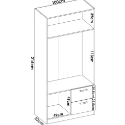 Guardaroba 2 ante Amp, 100x52h215 cm,<Dmora Outlet