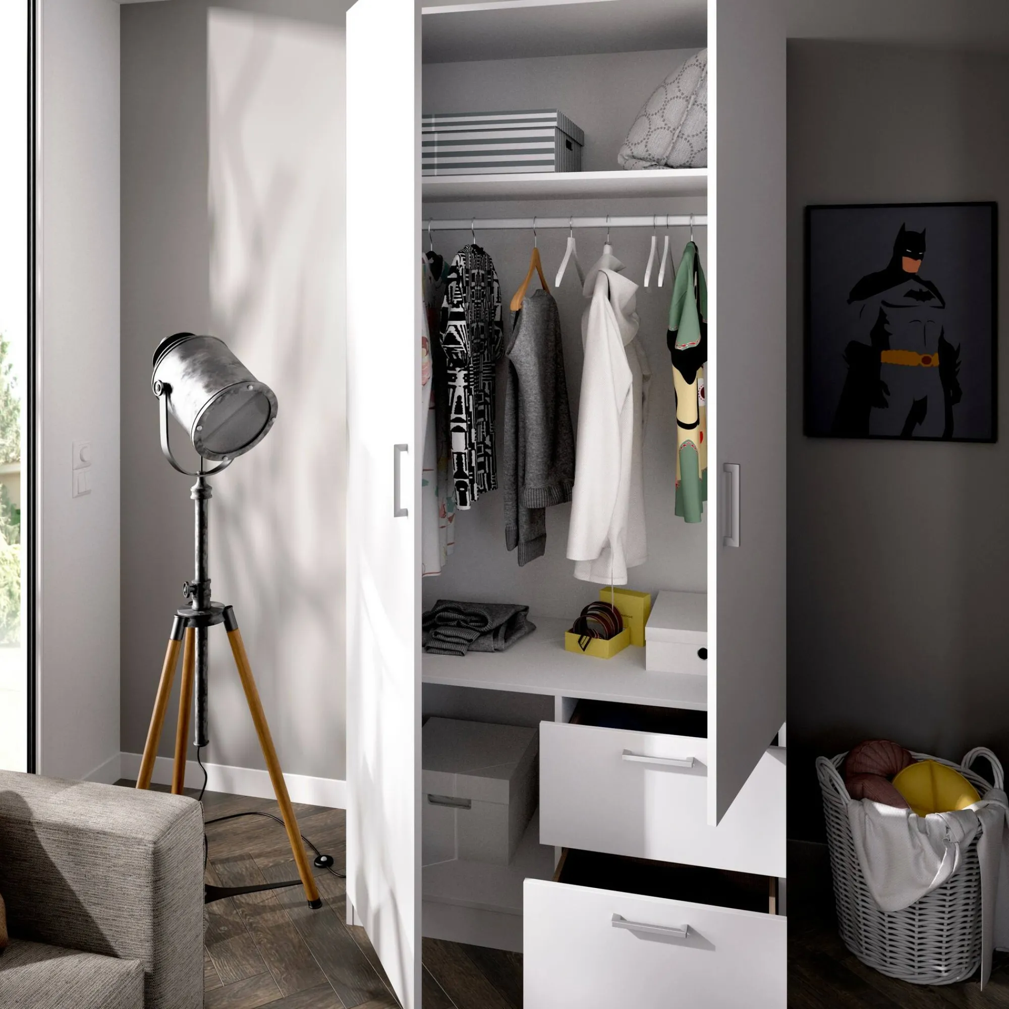 Guardaroba 2 ante Amp, 100x52h215 cm,<Dmora Shop