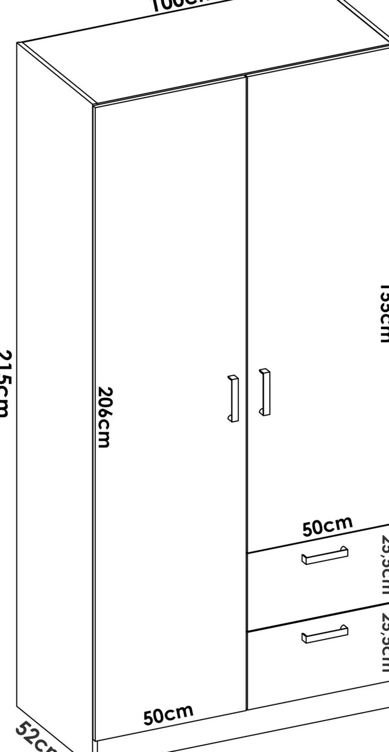 Guardaroba 2 ante Amp, 100x52h215 cm,<Dmora Outlet