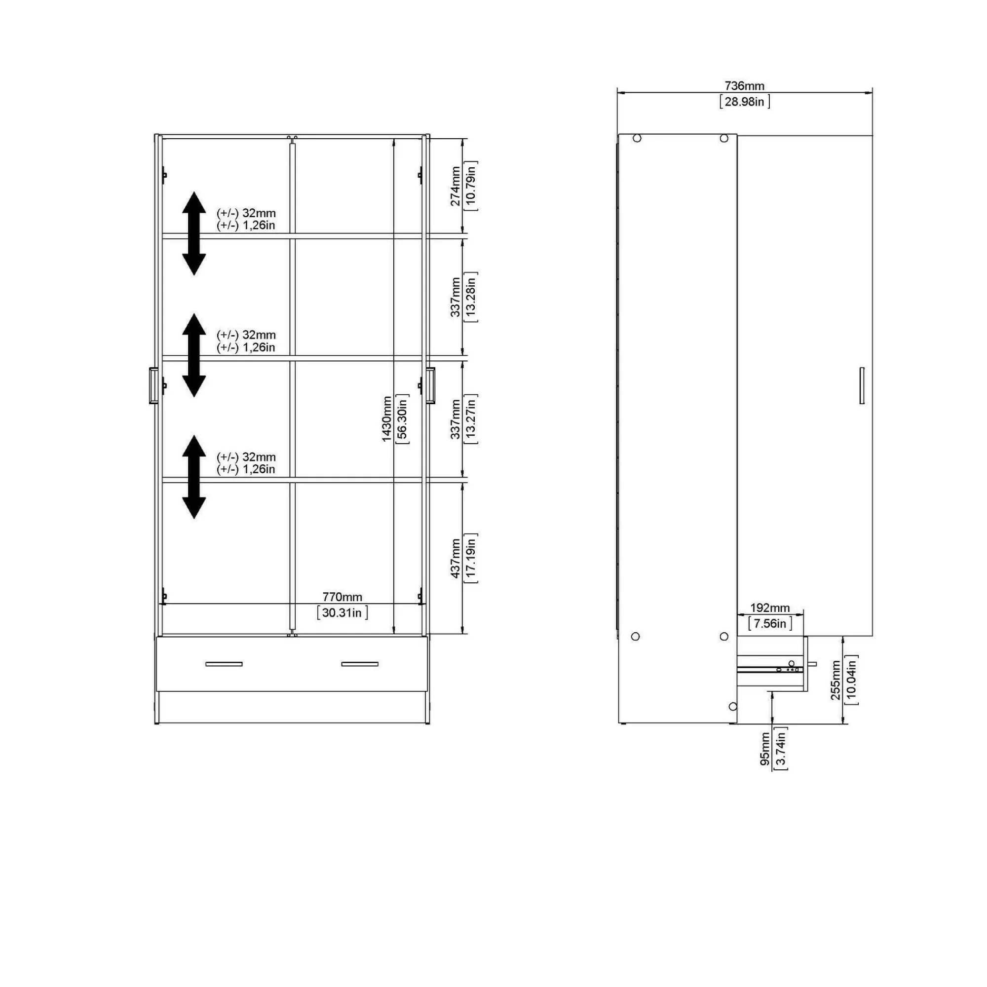 Guardaroba 2 ante Amylya, 79x36 h170 cm,<Dmora Best