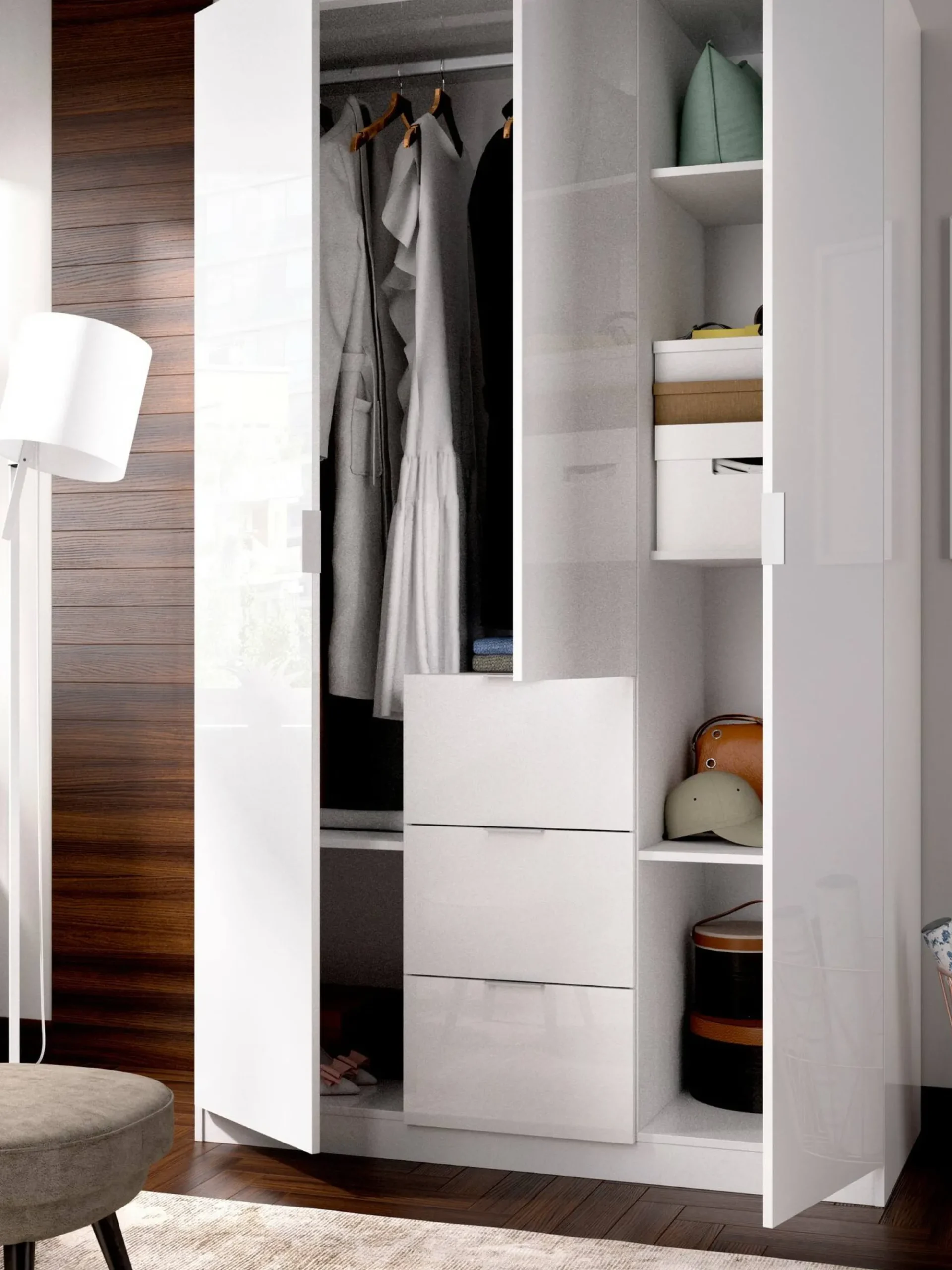 Guardaroba 3 ante Anabela, 135x52h204 cm,<Dmora Discount
