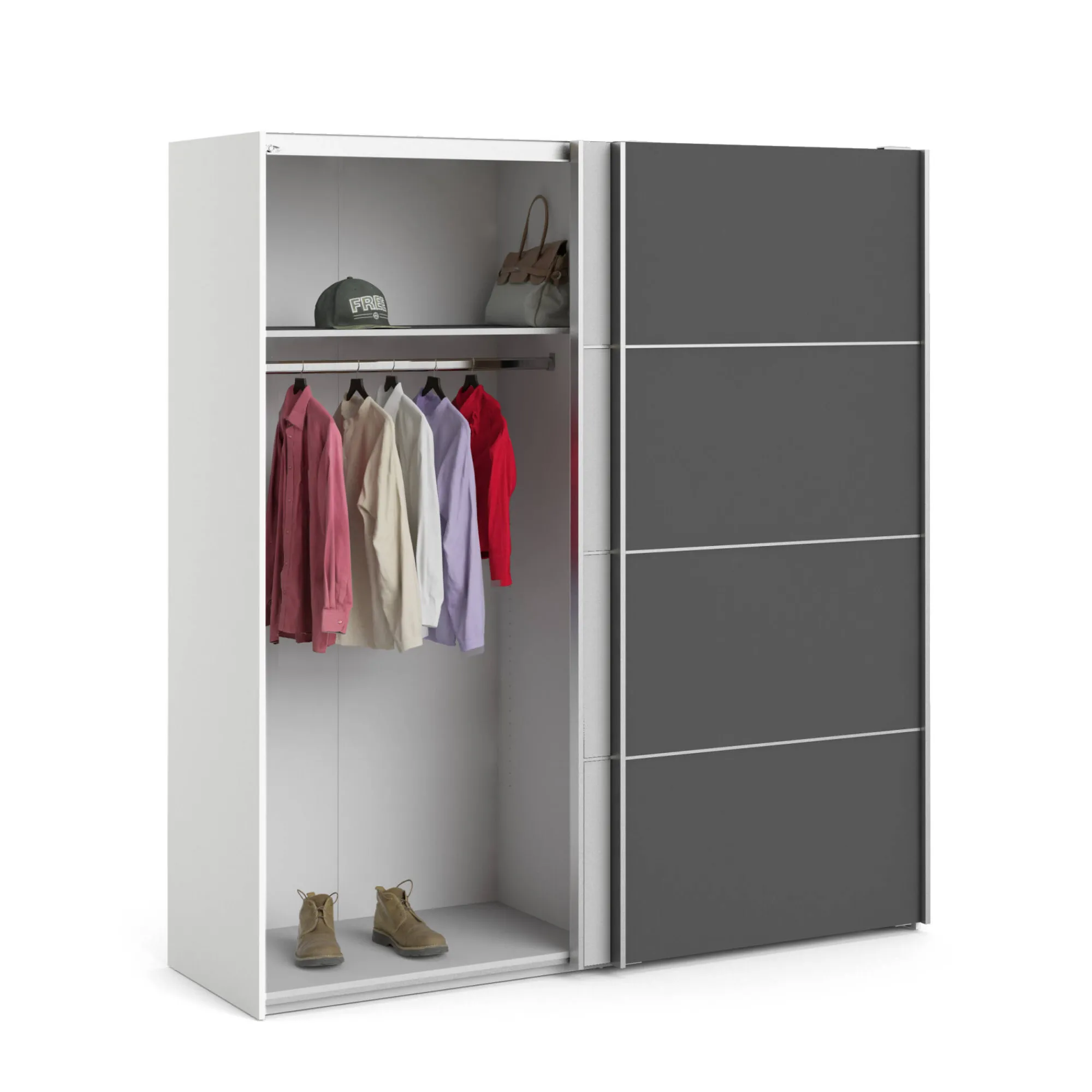 Guardaroba 2 ante Anela, 182x64 h202 cm, Bianco<Dmora Hot