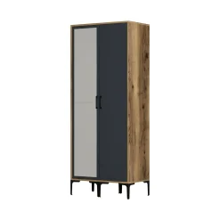 Guardaroba 2 ante Anfo, 80x201h48 cm, Noce e Antracite<Dmora Discount