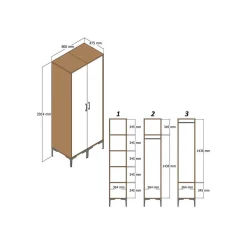 Guardaroba 2 ante Anfo, 80x201h48 cm, Noce e Bianco<Dmora Flash Sale