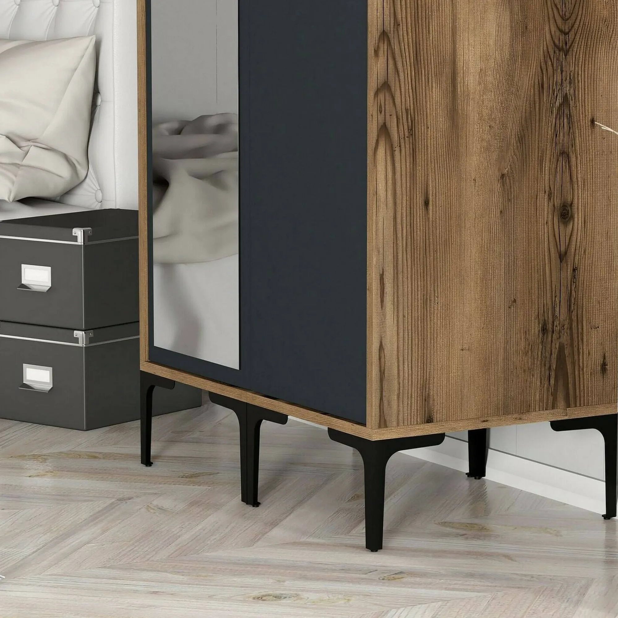 Guardaroba 2 ante Anfo, 80x201h48 cm, Noce e Antracite<Dmora Discount