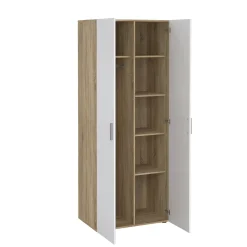 Guardaroba 2 ante Arg, 50x79 h201 cm, Quercia e Bianco<Dmora Discount
