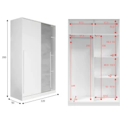 Guardaroba 2 ante Aristode, 120x50h200 cm, Cemento e Bianco<Dmora Cheap