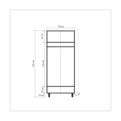 Guardaroba 2 ante Astilbe, 90x52h192 cm,<Dmora Store