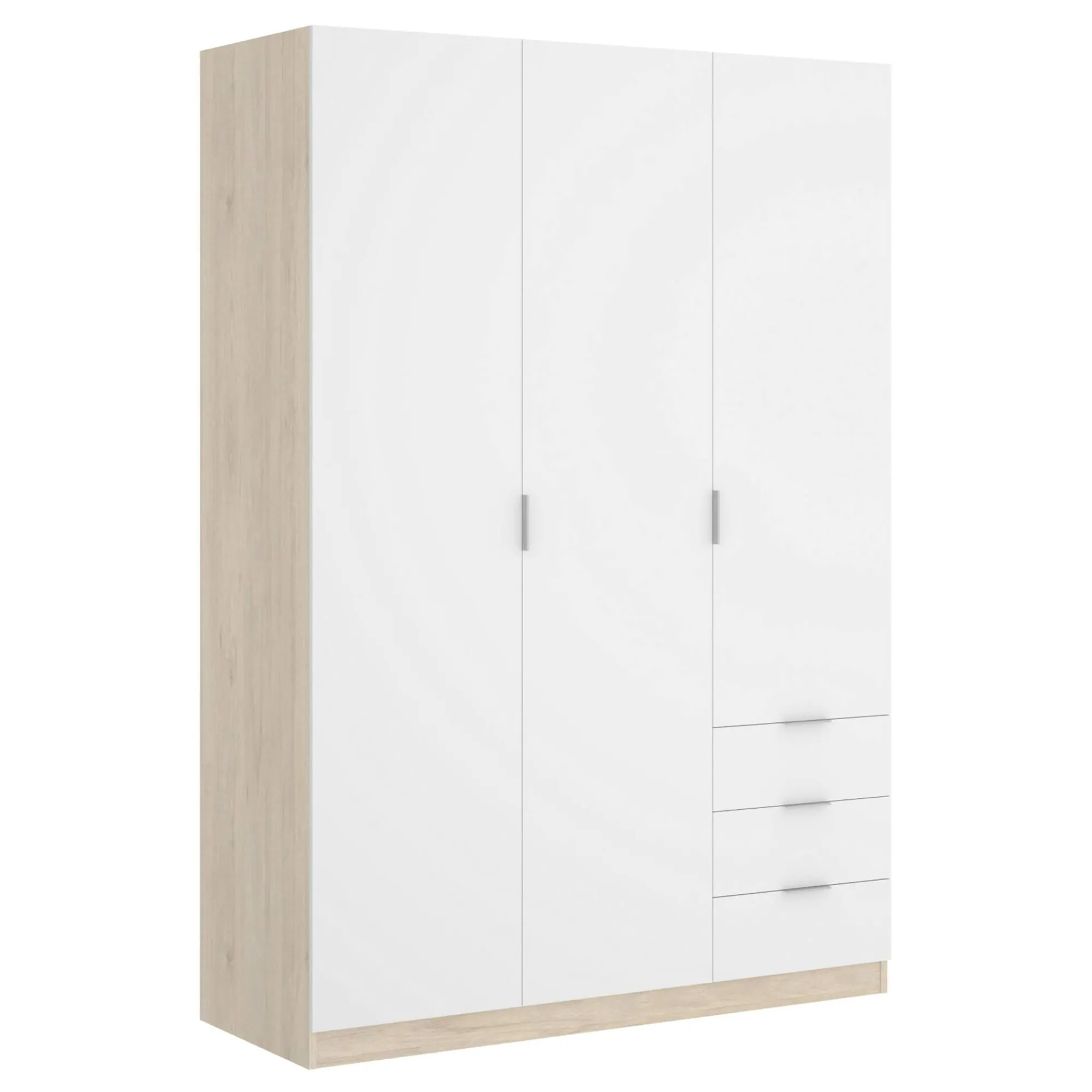 Guardaroba 3 ante Astru, 121x52h184 cm, Bianco e Rovere<Dmora Online
