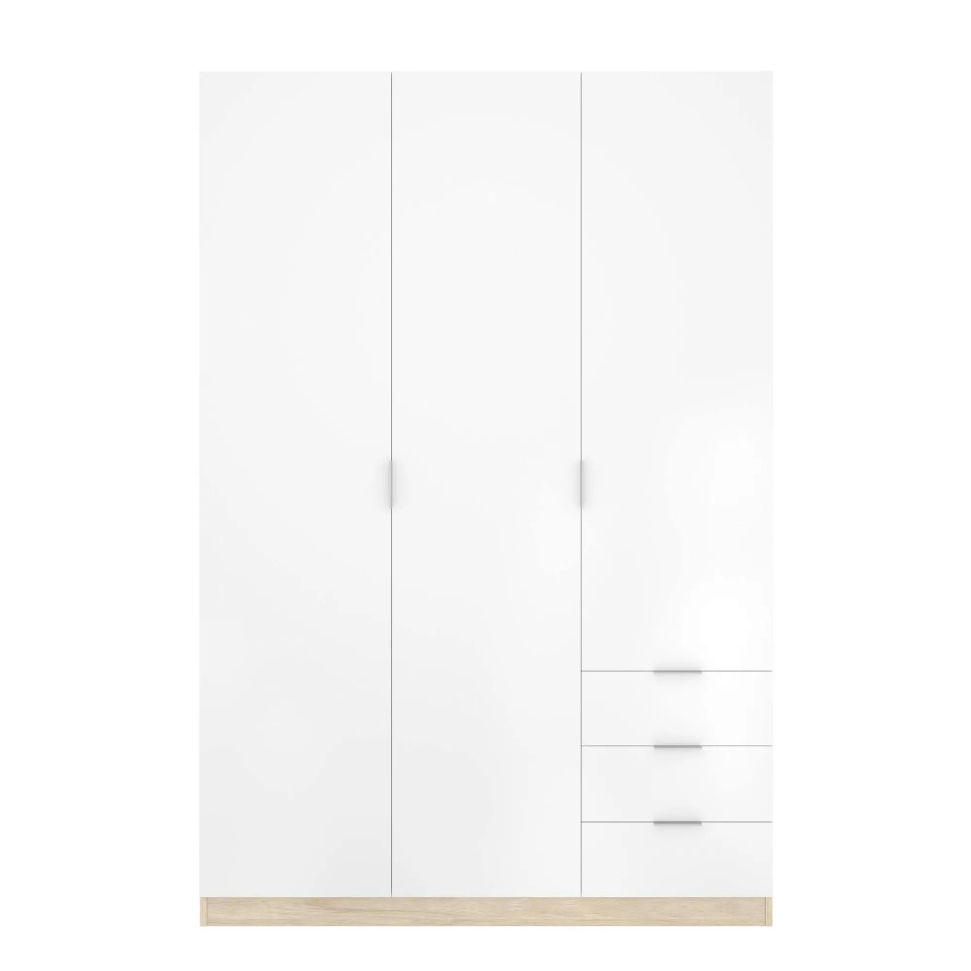 Guardaroba 3 ante Astru, 121x52h184 cm, Bianco e Rovere<Dmora Online
