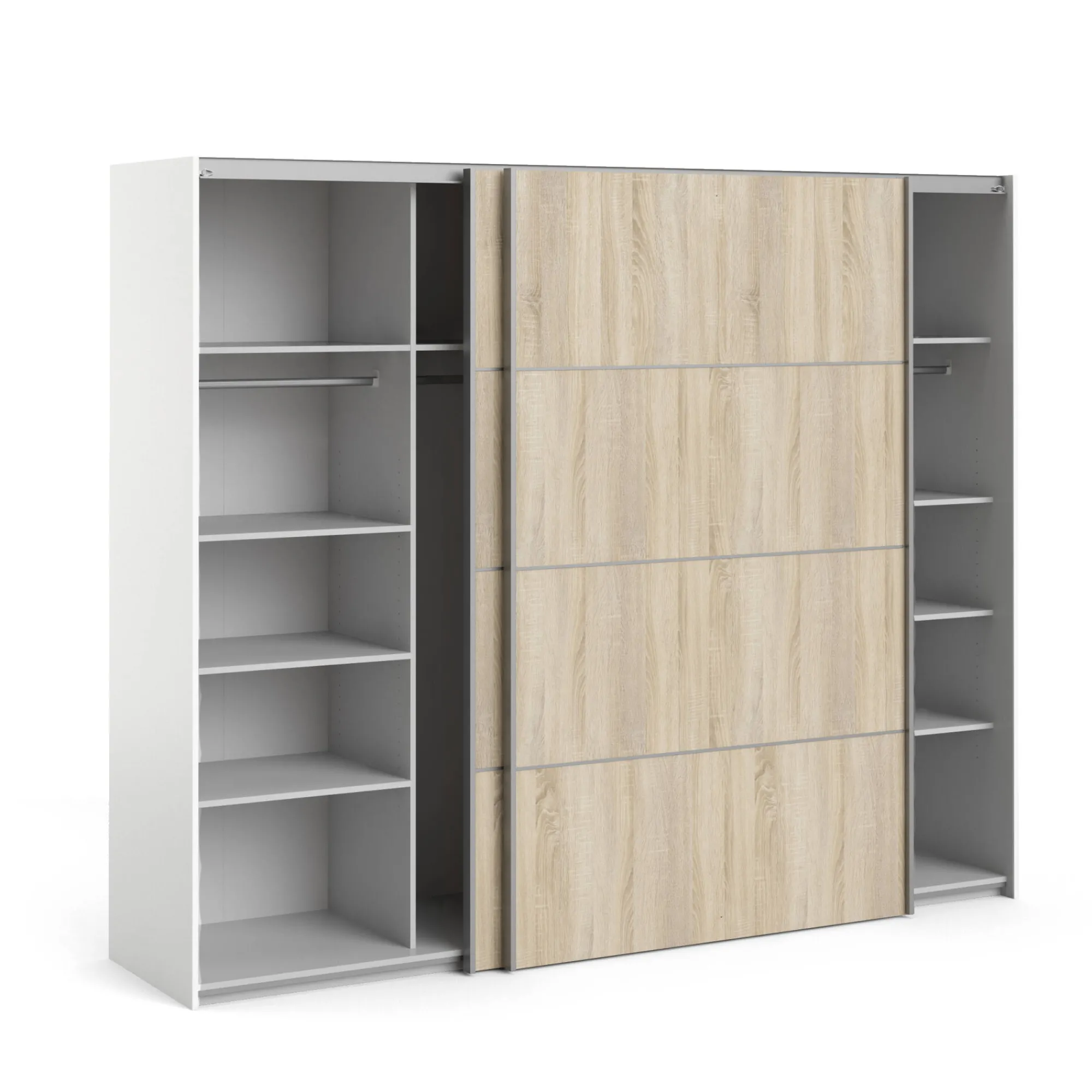 Guardaroba 2 ante Avelengo, 243x64 h202 cm, Bianco e Quercia<Dmora Best Sale