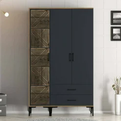 Guardaroba 3 ante Awty, 120x48h201 cm, Noce e Antracite<Dmora Cheap