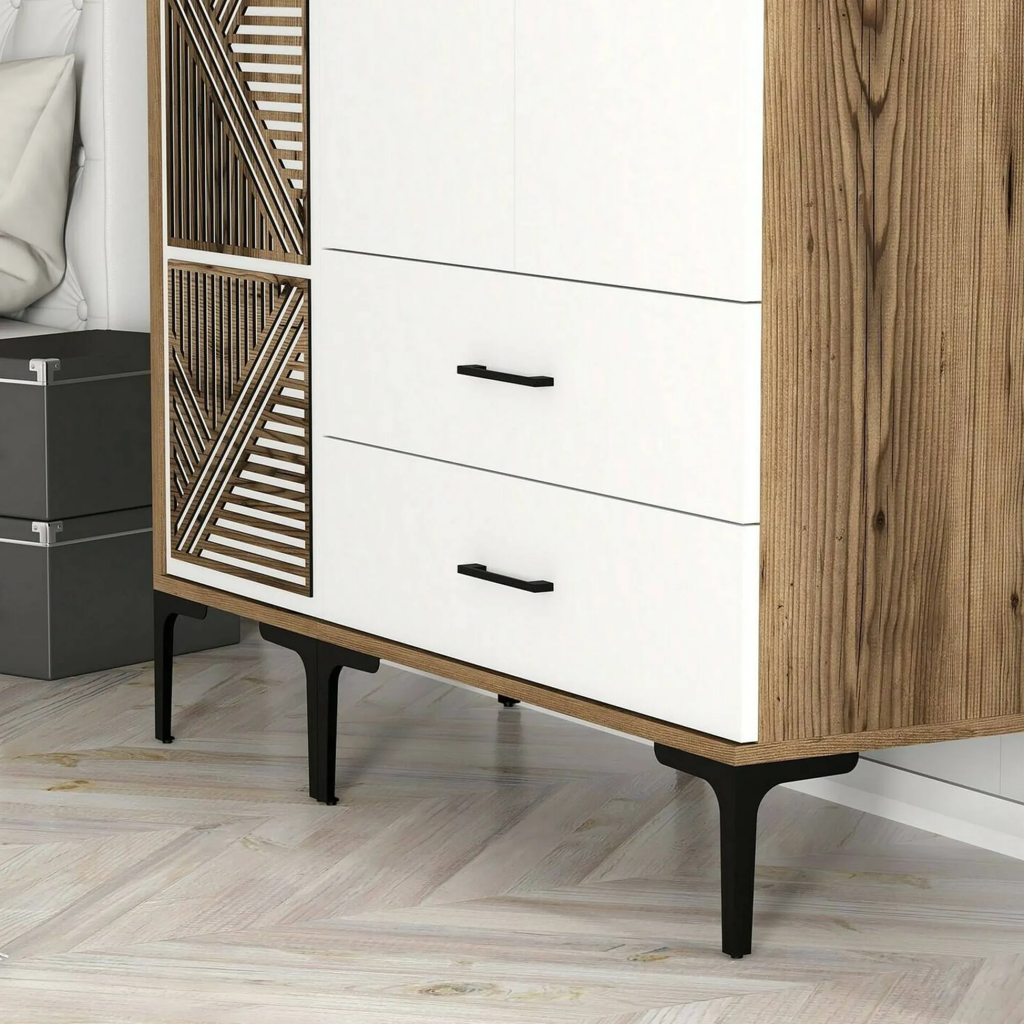 Guardaroba 3 ante Awty, 120x48h201 cm, Noce e Bianco<Dmora Flash Sale