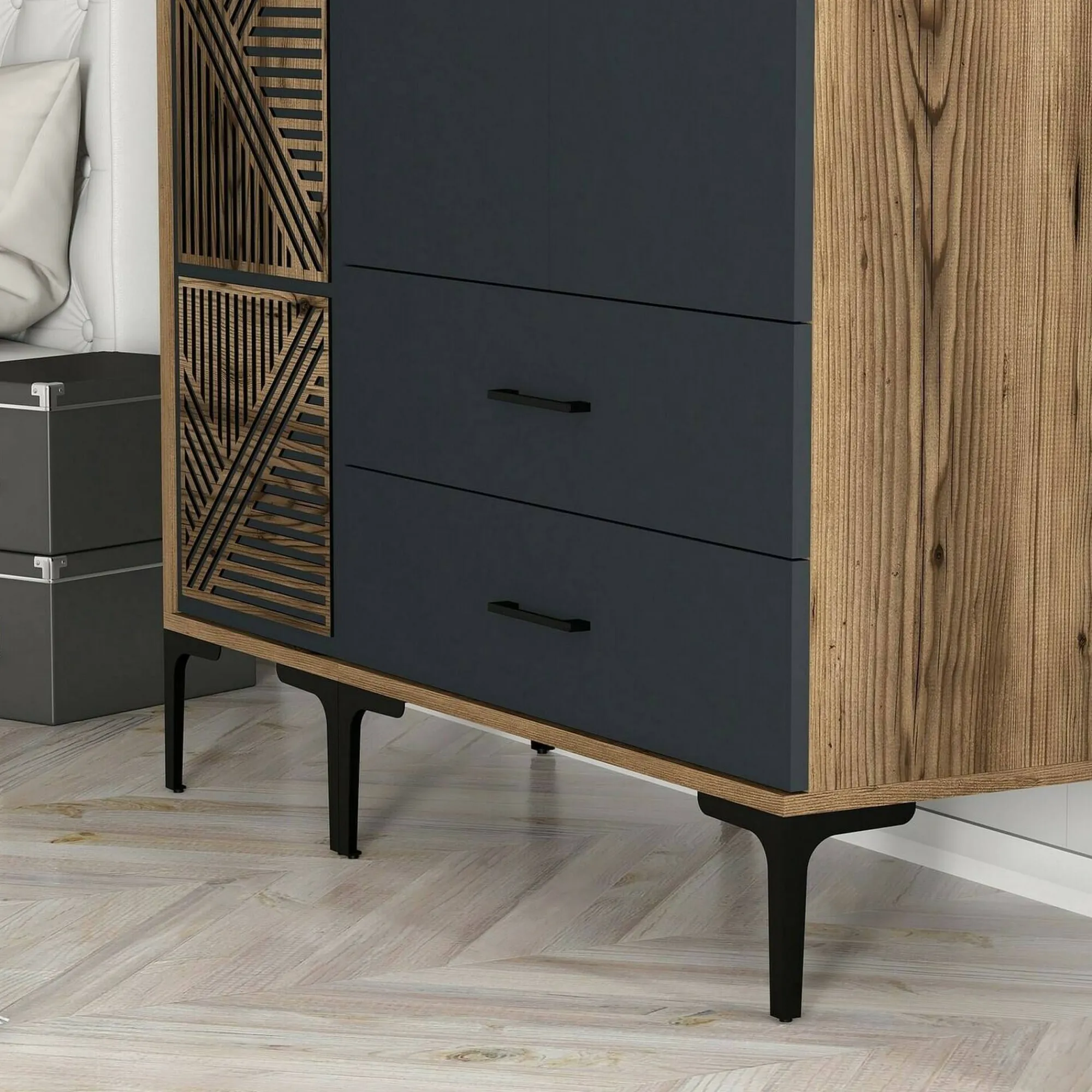 Guardaroba 3 ante Awty, 120x48h201 cm, Noce e Antracite<Dmora Cheap