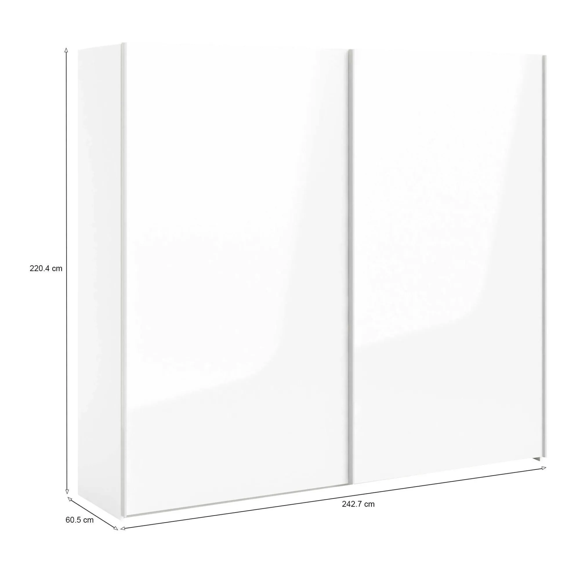 Guardaroba 2 ante Badesse, 61x243 h220 cm, Bianco<Dmora Cheap